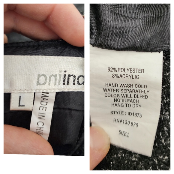 ANIINA Gray/White Tweed Sleeveless Mini Dress. Size: Large - Picture 10 of 10